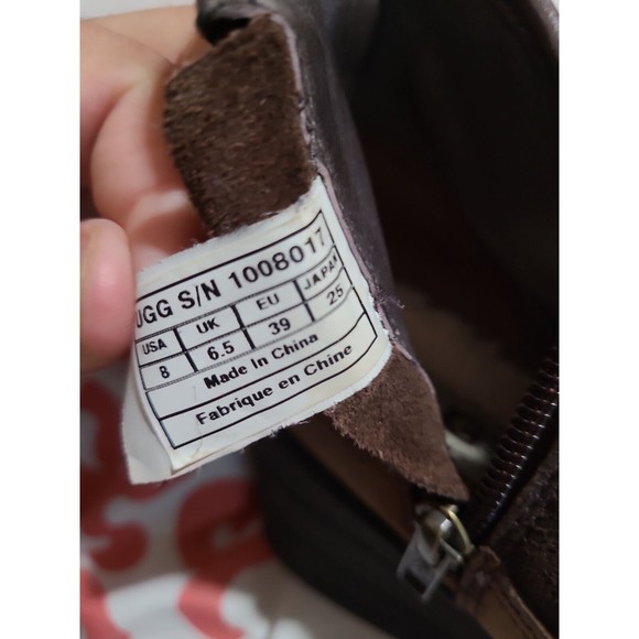 UGG Boots Womens 8 Meredith Lodge Wedge Booties Brown Leather Zip 1008017 - Picture 8 of 13